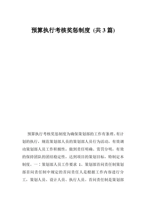 预算执行考核奖惩制度 (共3篇)
