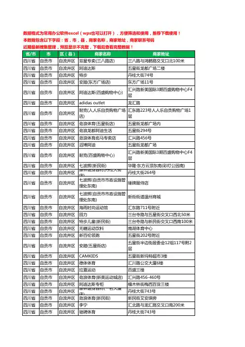 2020新版四川省自贡市自流井区体育用品工商企业公司商家名录名单联系电话号码地址大全43家
