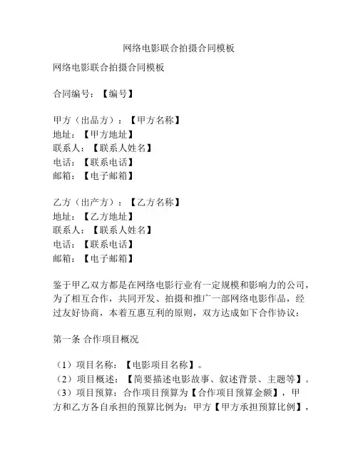 网络电影联合拍摄合同模板