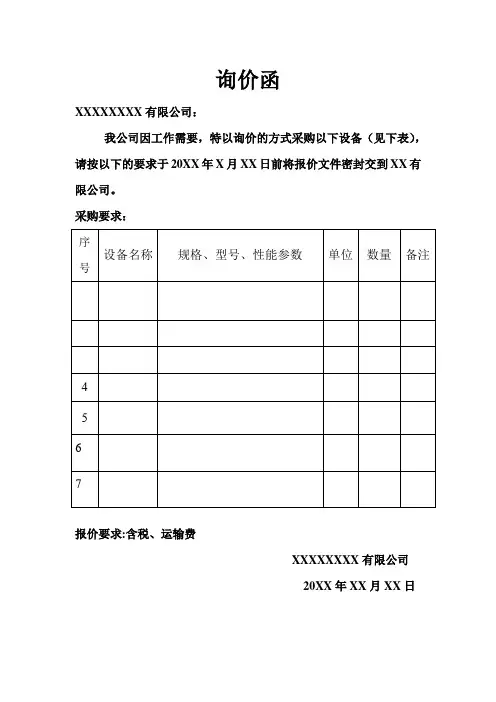 询价函【范本模板】