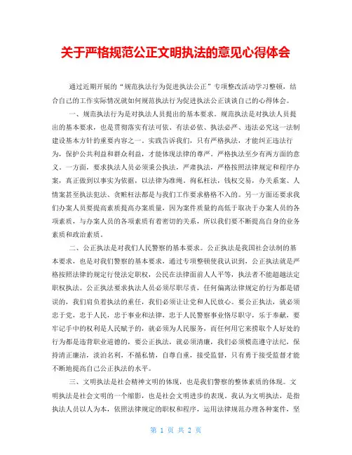关于严格规范公正文明执法的意见心得体会