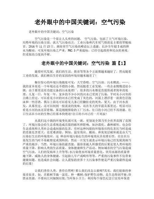 老外眼中的中国关键词空气污染