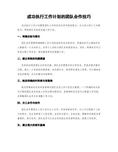 成功执行工作计划的团队合作技巧