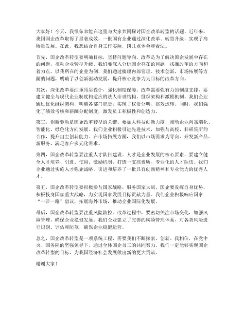 国企改革转型交流发言稿