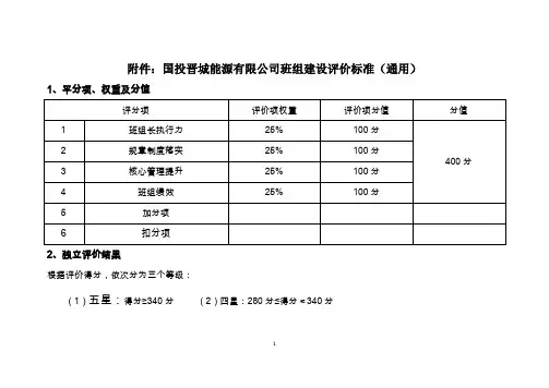 能源公司组班组建设评价标准 ()