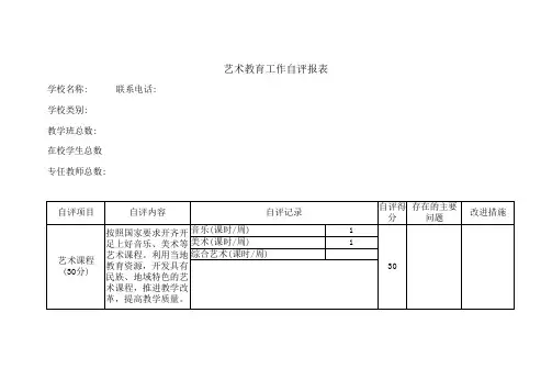 艺术教育工作自评报表