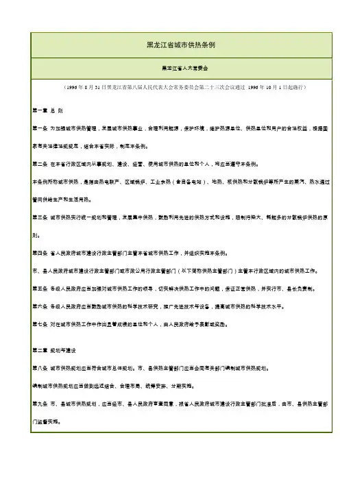 黑龙江省城市供热条例