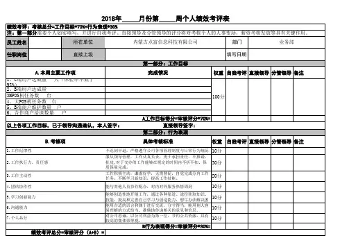 员工周绩效考核表