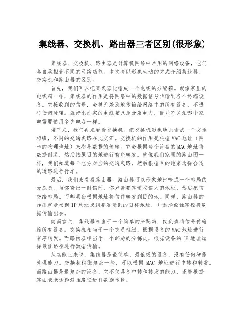 集线器、交换机、路由器三者区别(很形象)