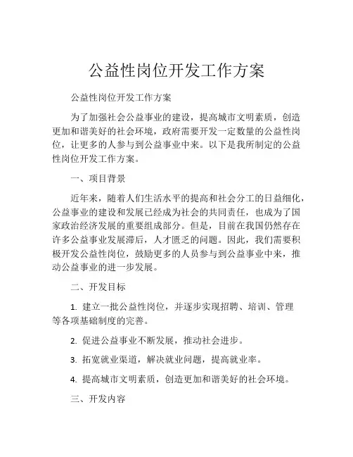 公益性岗位开发工作方案