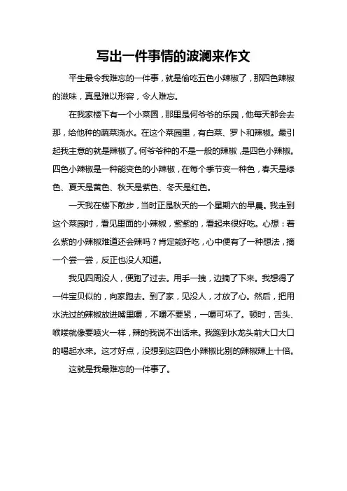 写出一件事情的波澜来作文