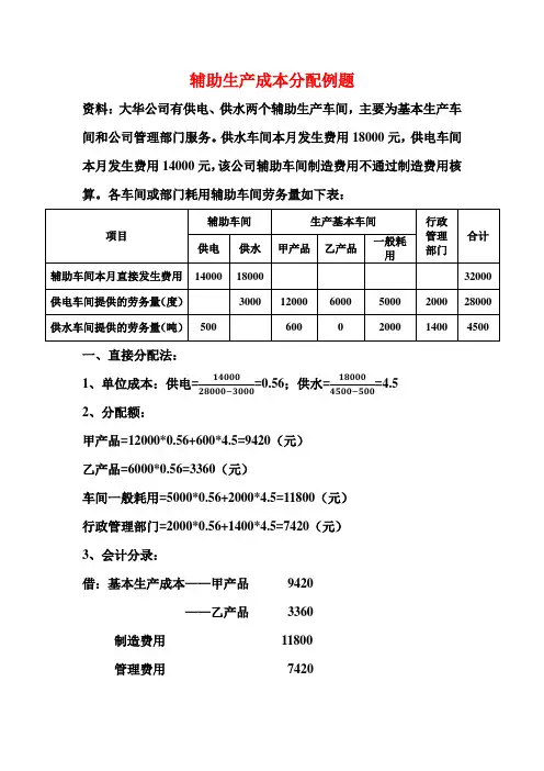 第3章辅助生产成本分配例题