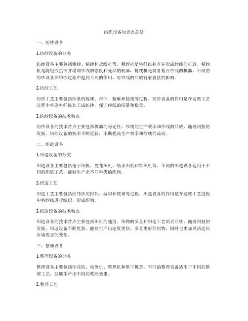 纺织设备知识点总结