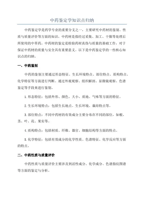 中药鉴定学知识点归纳