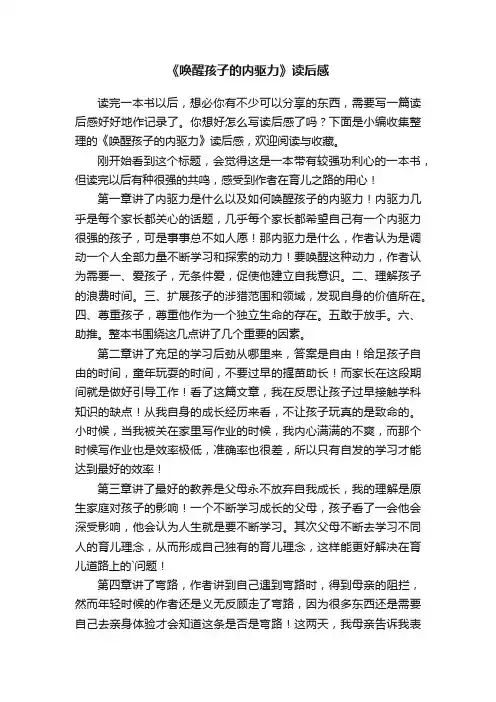 《唤醒孩子的内驱力》读后感