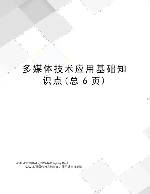 多媒体技术应用基础知识点