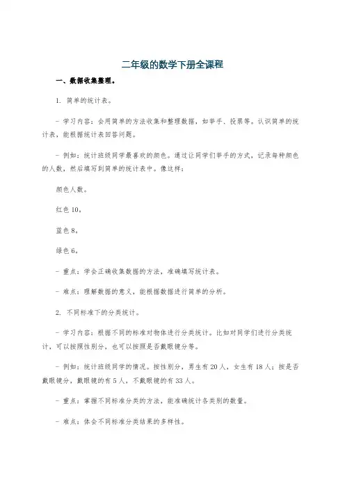 二年级的数学下册全课程
