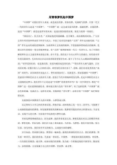 用青春梦托起中国梦