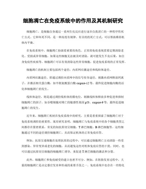 细胞凋亡在免疫系统中的作用及其机制研究