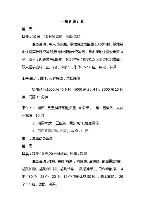 一周魔鬼训练计划
