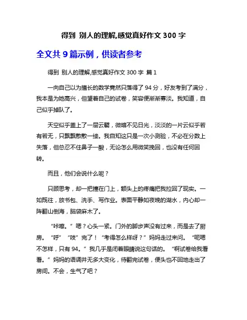 得到 别人的理解,感觉真好作文300字