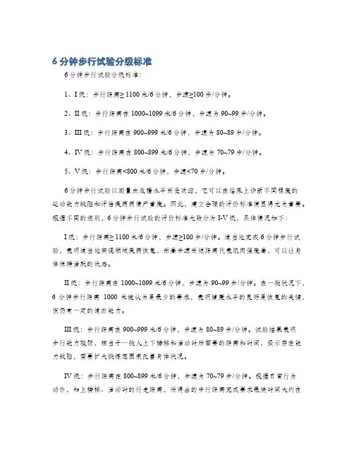 6分钟步行试验分级标准