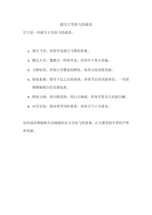 描写大雪纷飞的成语