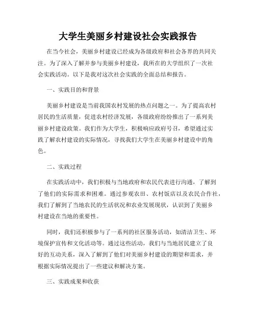 大学生美丽乡村建设社会实践报告