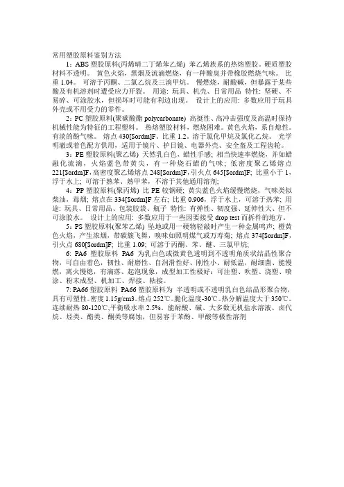 常用塑胶原料鉴别方法