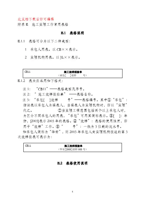 《水利工程施工监理规范》SL288-2014表格(最新全部)(完整资料).doc