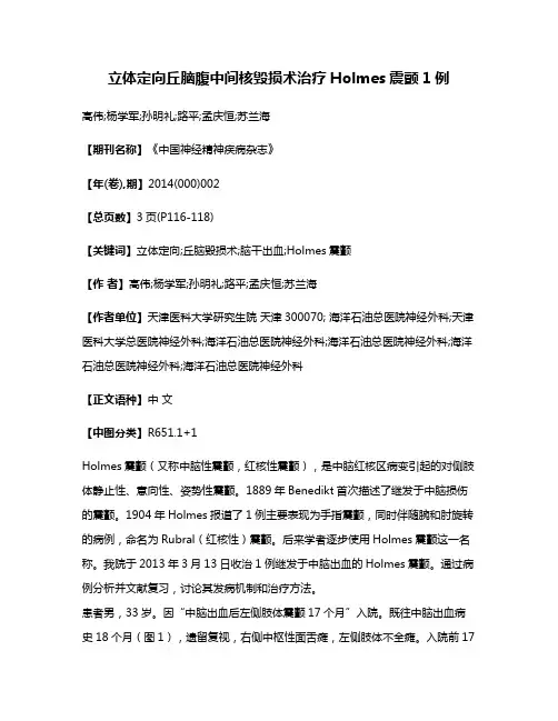 立体定向丘脑腹中间核毁损术治疗Holmes震颤1例