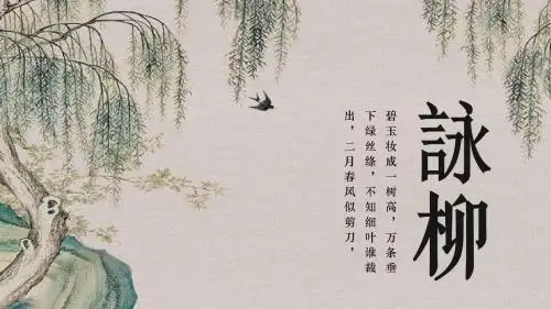 唐诗宋词素雅中国风咏柳通用模板
