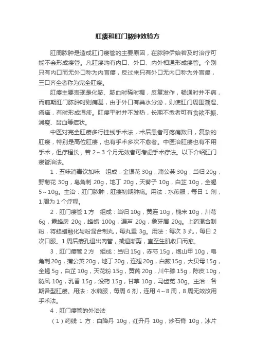 肛瘘和肛门脓肿效验方