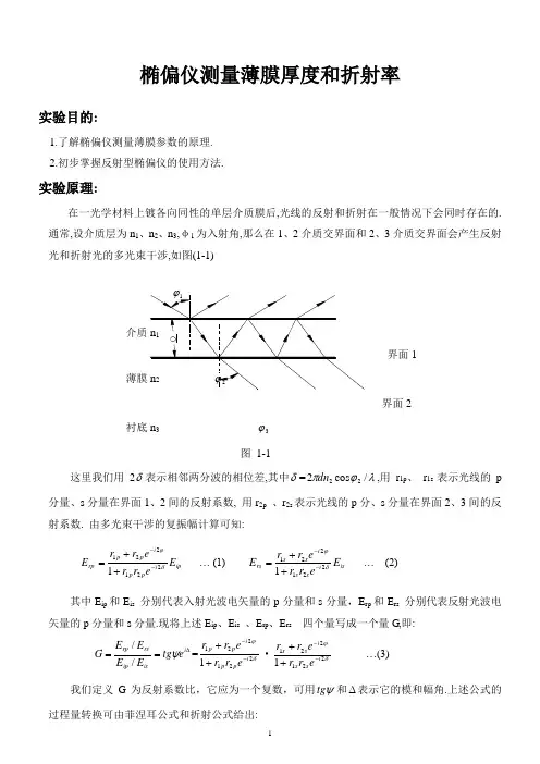 椭偏仪测量薄膜厚度和折射率