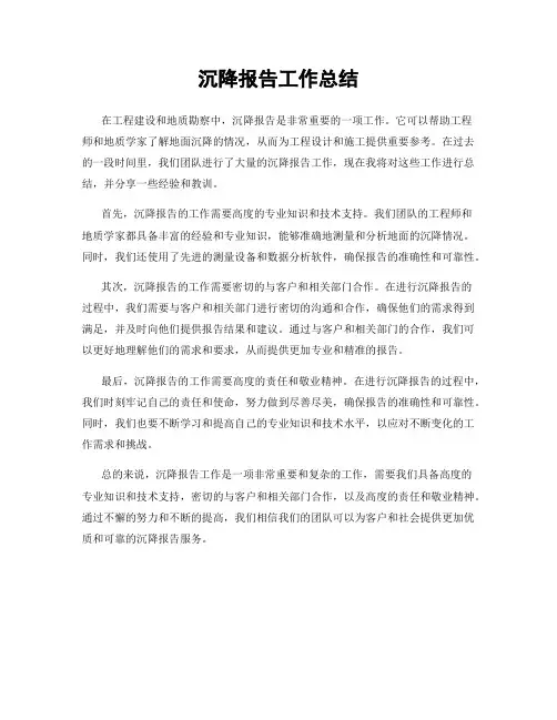 沉降报告工作总结