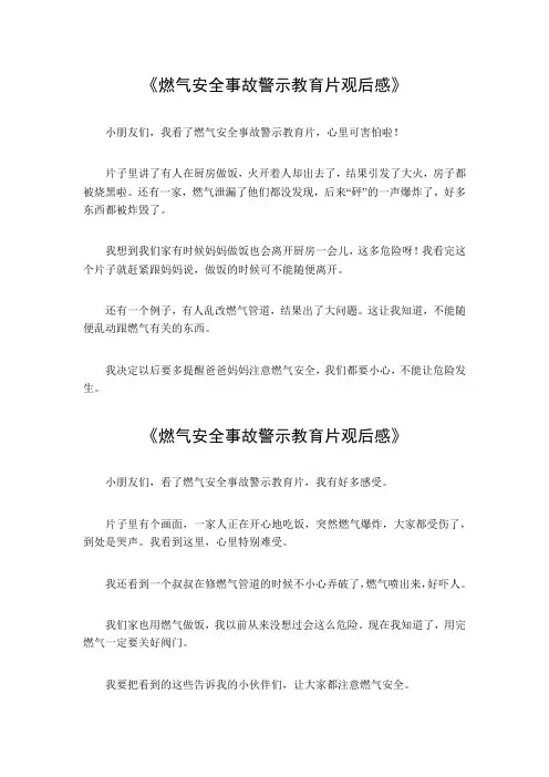 燃气安全事故警示教育片观后感300