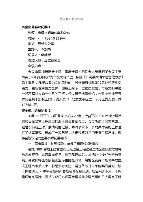 资金使用会议纪要_会议纪要_