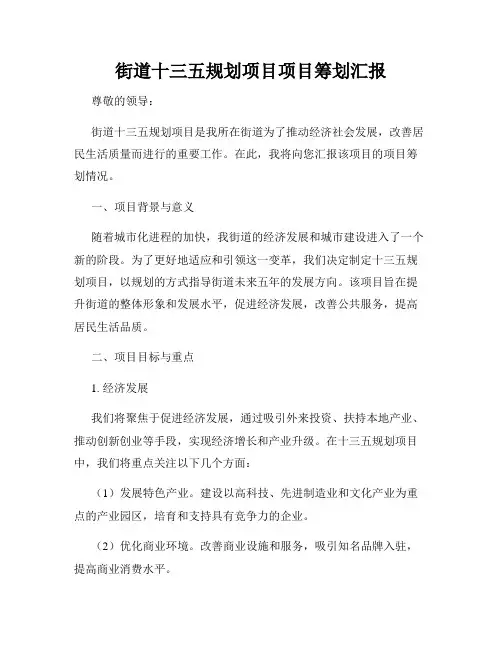 街道十三五规划项目项目筹划汇报