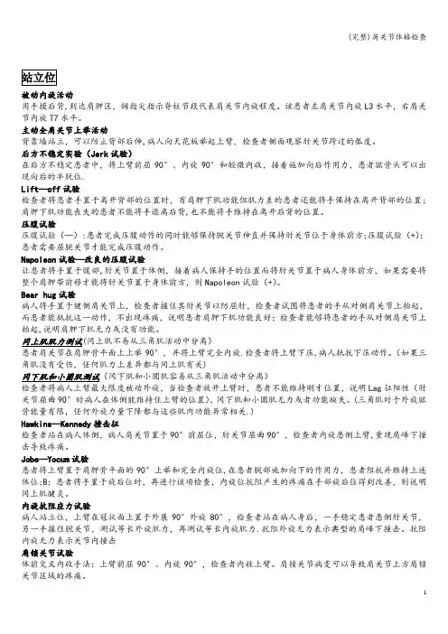 (完整)肩关节体格检查