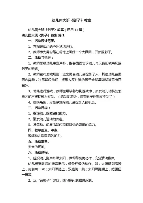 幼儿园大班《影子》教案