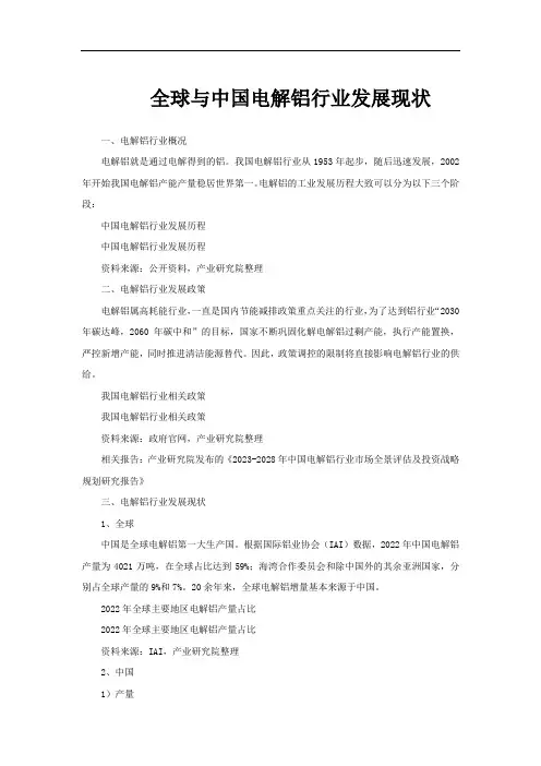 全球与中国电解铝行业发展现状