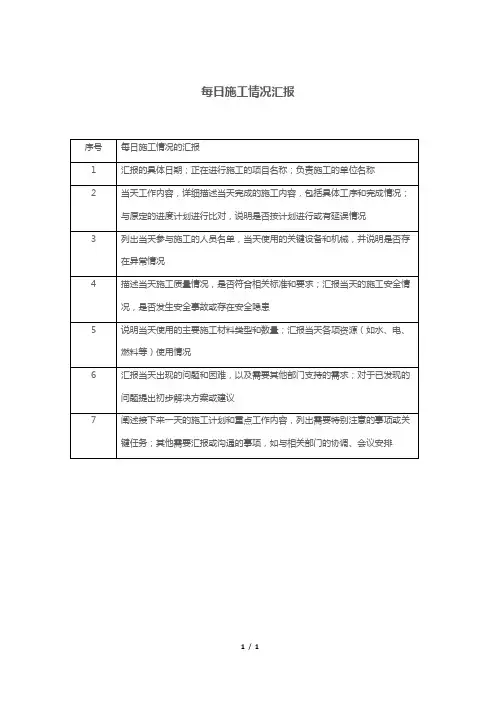 每日施工情况汇报