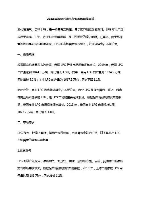 2023年液化石油气行业市场规模分析