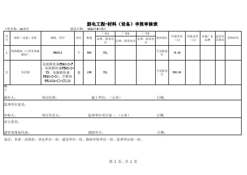 弱电工程-材料(设备)申报审核表