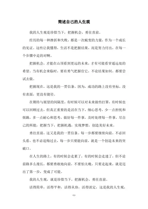 简述自己的人生观