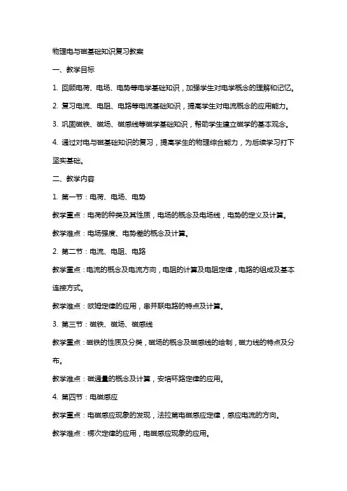 物理电与磁基础知识复习教案