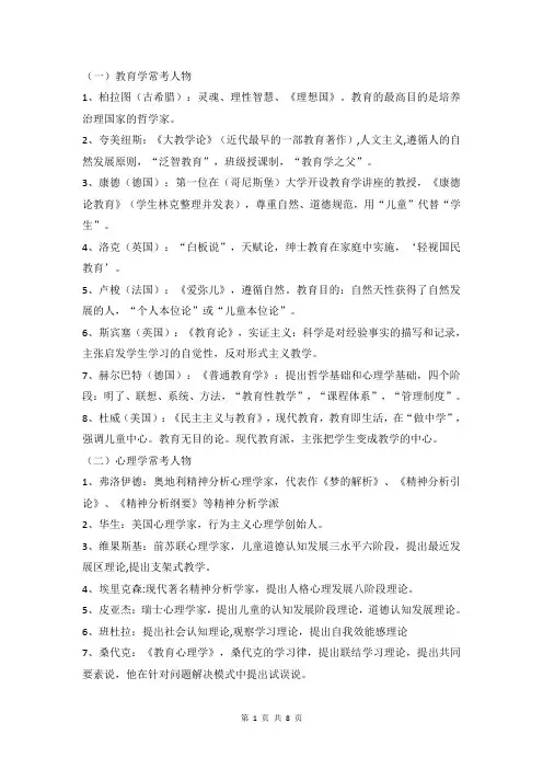吐血整理 教育学常考人物