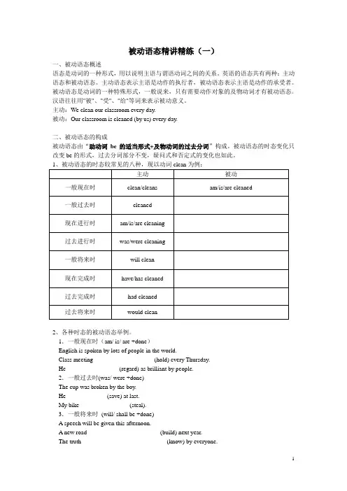 被动语态精讲精练(一)