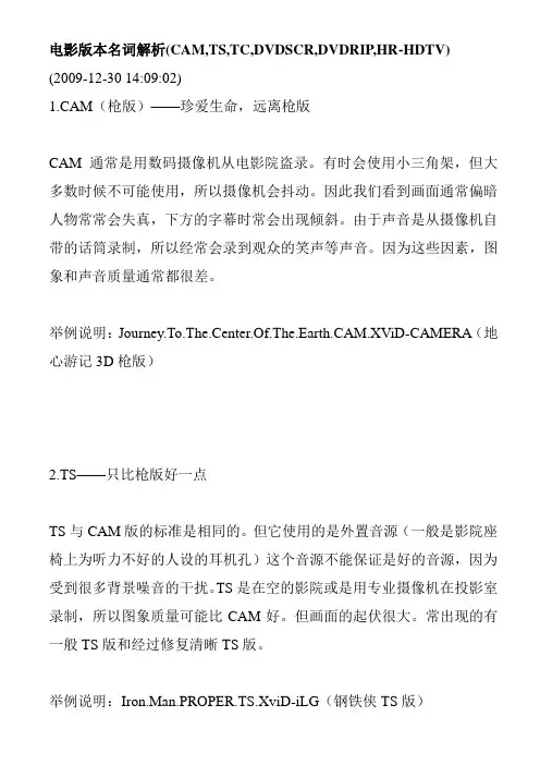 电影版本名词解析
