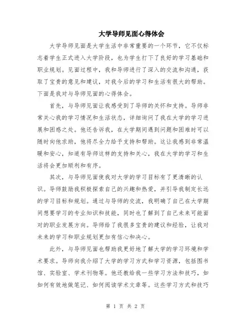 大学导师见面心得体会